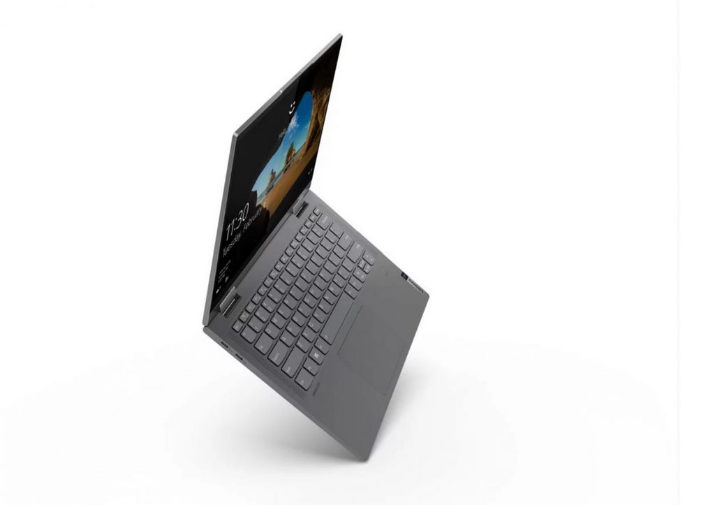 Notebook Lenovo Yoga 5G to smartbook hybrydowy typu dwa-w-jednym, a więc jego zawiasy umożliwiają otworzenie klapy o kąt 180 stopni, zamieniając laptopa w urządzenie tabletopodobne.