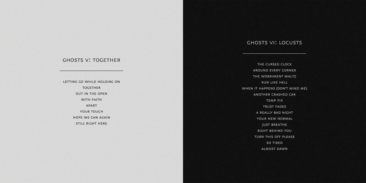 Lista utworów znajdujących się na płytach "Ghost V: Together" i "Ghost VI: Locusts"